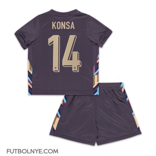 Camiseta Inglaterra Ezri Konsa #14 Visitante Equipación para niños Eurocopa 2024 manga corta (+ pantalones cortos)